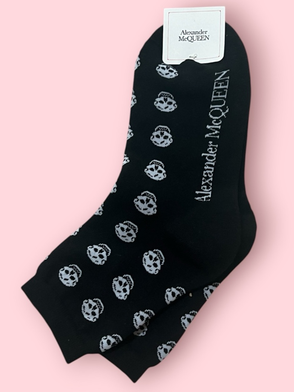 Alexander McQueen Skull Logo Women's Socks (Black / White)